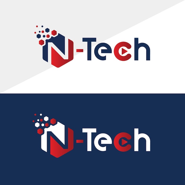 Letter N Technology typography vector logo template