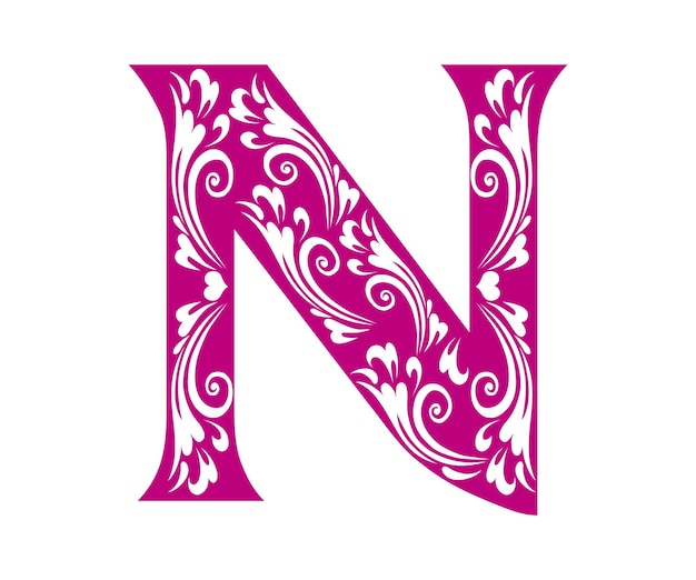 ベクトル 文字 n、バレンタイン アルファベット モノグラム昇華ベクトル デザイン ファイル、マグカップ、t シャツ、花瓶、枕