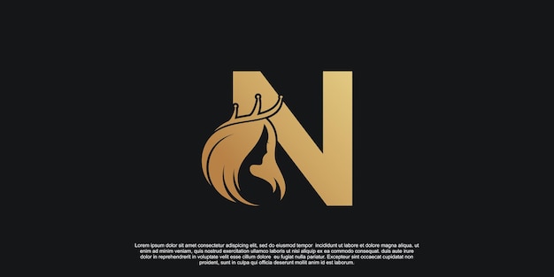 Буква N крылья дизайн логотипа простая концепция Premium векторы