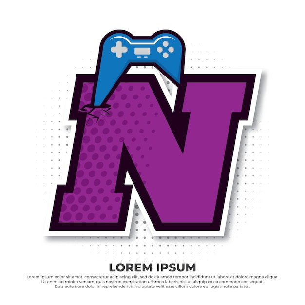 Letter n with game icon gaming console esport logo designs with pop style