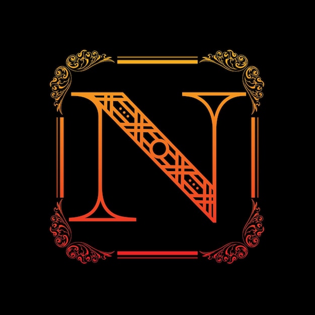 Letter n with ornament