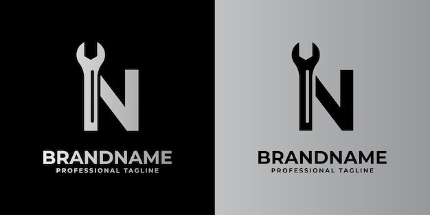 N の頭文字を持つレンチに関連するビジネスに適した文字 N レンチ ロゴ