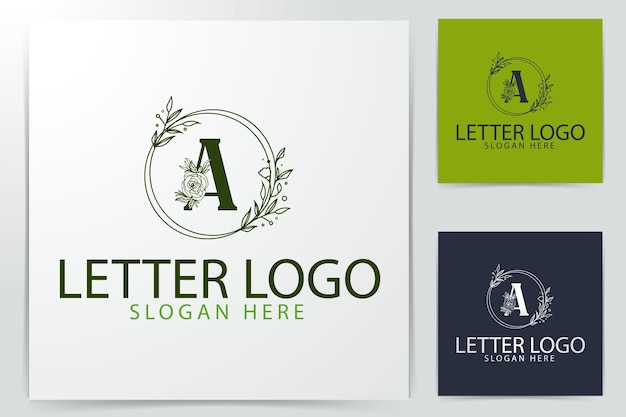 A letter Natural floral elegant decorative gradient style logo design template for branding corporate identity