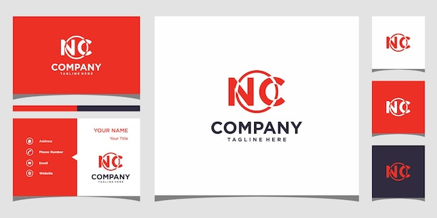 Letter NC-logo-ontwerp en visitekaartje Premium Vector