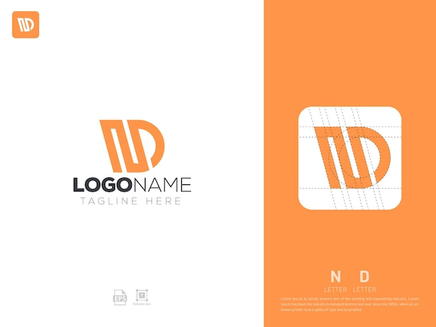 Letter ND monogram initial logo geometric modern gradient grid logo