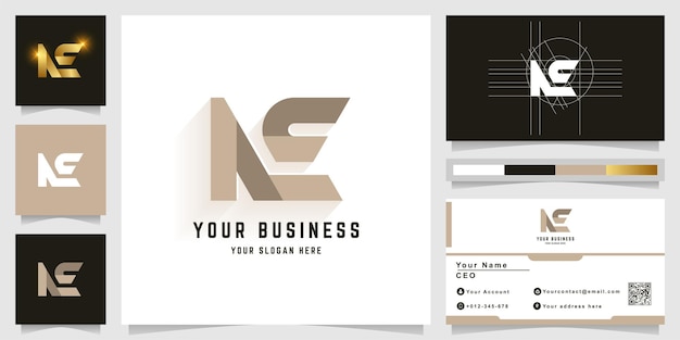 Letter ne of ac monogram logo met visitekaartje ontwerp