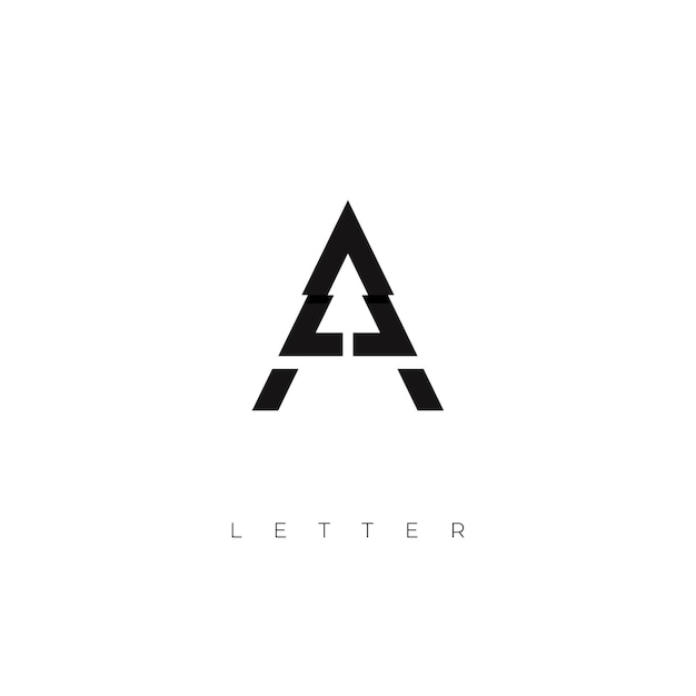 Letter A and negative space pine tree logo icon