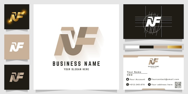 Letter NF or NVF monogram logo with business card design