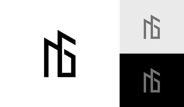 建物形状のロゴ デザインのベクトルと文字 NG 初期モノグラム