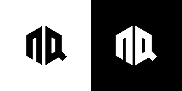Letter NQ veelhoek zeshoekig minimaal en professioneel logo-ontwerp op zwart-witte achtergrond