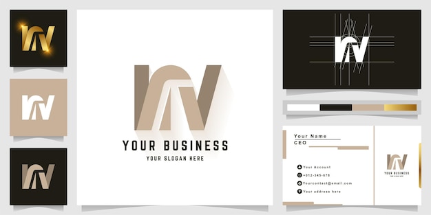 Letter nv or vn monogram logo with business card design