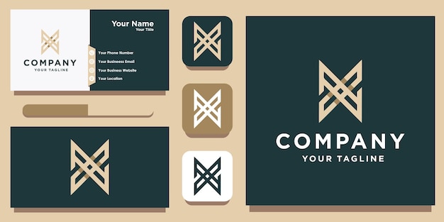 名刺デザインプレミアムベクトルと文字nxまたはxnモノグラムロゴ