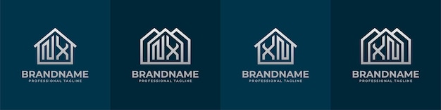 Буквы NX и XN Home Logo Set Подходит для любого бизнеса, связанного с интерьером строительства дома с инициалами NX или XN.