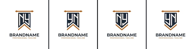Letter NY en YN Pennant Flag Logo Set vertegenwoordigen overwinning Geschikt voor elk bedrijf met NY- of YN-initialen