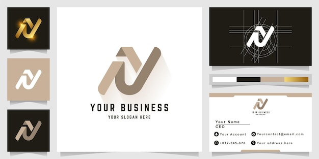 Letter ny or nn monogram logo with business card design