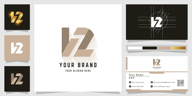 Letter NZ or LZ monogram logo with business card design