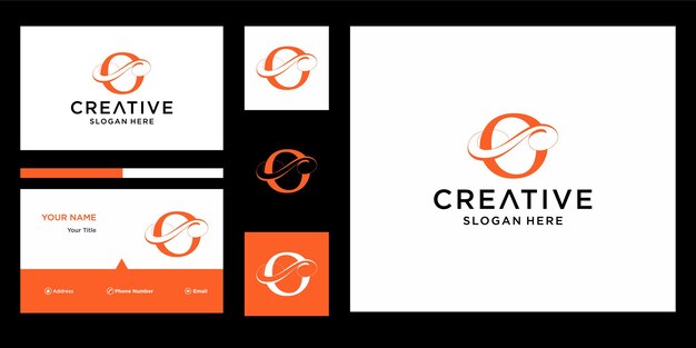 Letter O elegant logo design with business card design