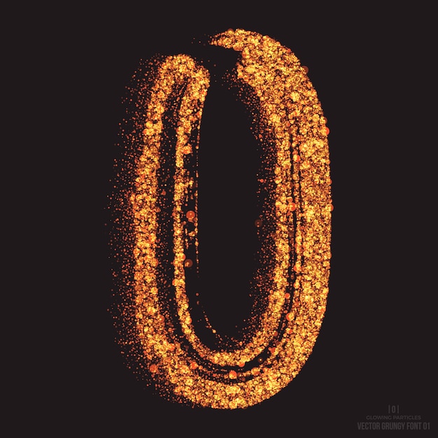 Letter O Fire Burning Text Effect Font Design Element On Black Background. Bright Golden Shimmer Scatter Particles Flame Glowing Symbol