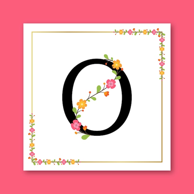 ベクトル 文字 o 花柄の装飾的なフェミニンなロゴ