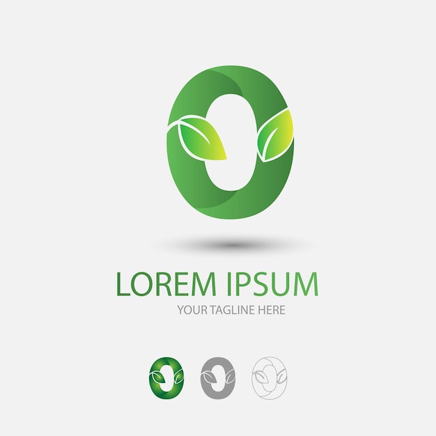 Буква о зеленом логотипе ухода за листвой