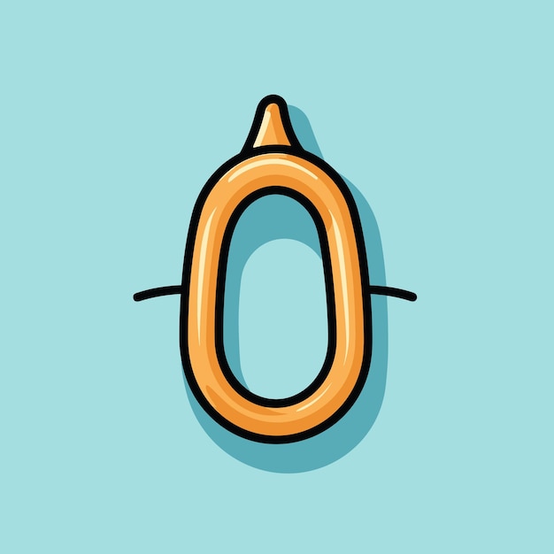 Vector a letter o is above a blue background with a orange border.