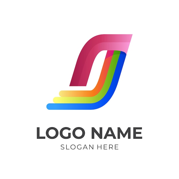 Modello di logo della lettera o con stile colorato 3d