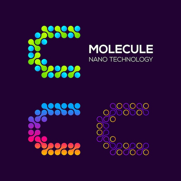 Логотип буквы О с точками и кривой концепции молекулы и инновации для научной лаборатории компании