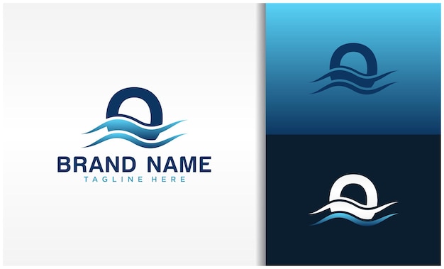 Letter O logo with wave design template