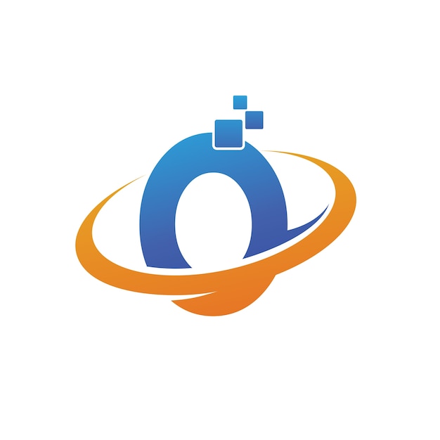 Letter o with orbit shape technology logo template