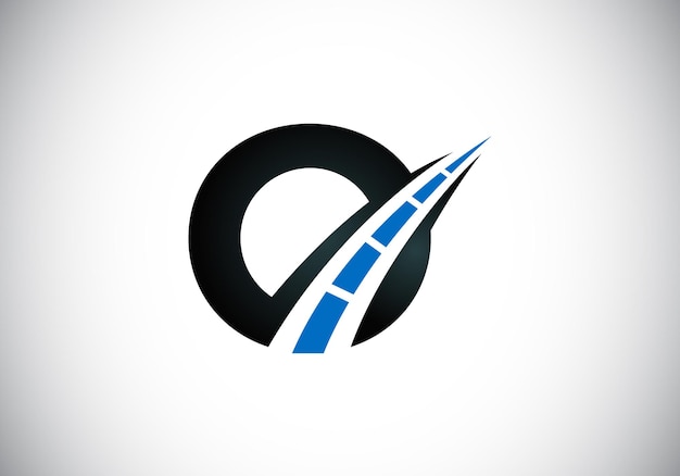 Letter O with road logo sing The creative design concept for highway maintenance and construction