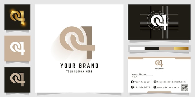 Letter Oq or Oy monogram logo with business card design