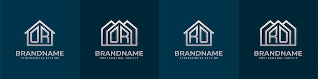 Letter OR en RO Home Logo Set Geschikt voor elk bedrijf met betrekking tot de bouw van onroerend goed in huis met OR- of RO-initialen