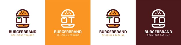 Logo della lettera ot e to burger adatto a qualsiasi attività commerciale legata all'hamburger con iniziali ot o to