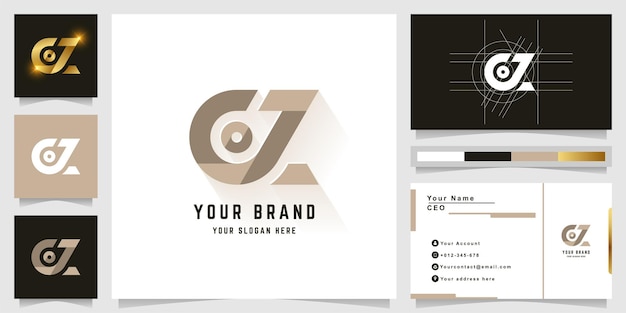 Letter OZ or CZ monogram logo with business card design