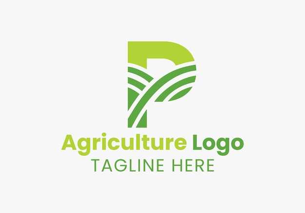 Letter P agriculture logo. agriculture farm logo based on alphabet