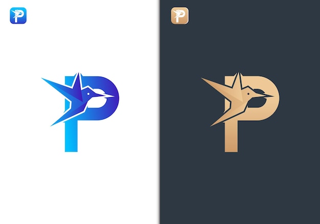 Letter P Bird Logo ontwerpsjabloon voor reizen tour vrijheid en vrede zaken
