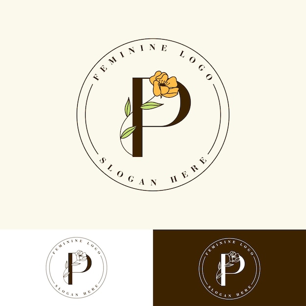 Vector letter p bloemen vrouwelijk logo