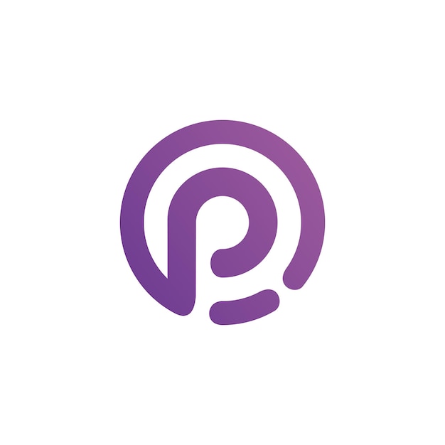 Design del logo con gradiente di cerchio lettera p