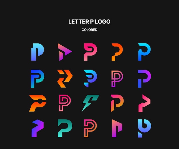 Vector letter p colored logo