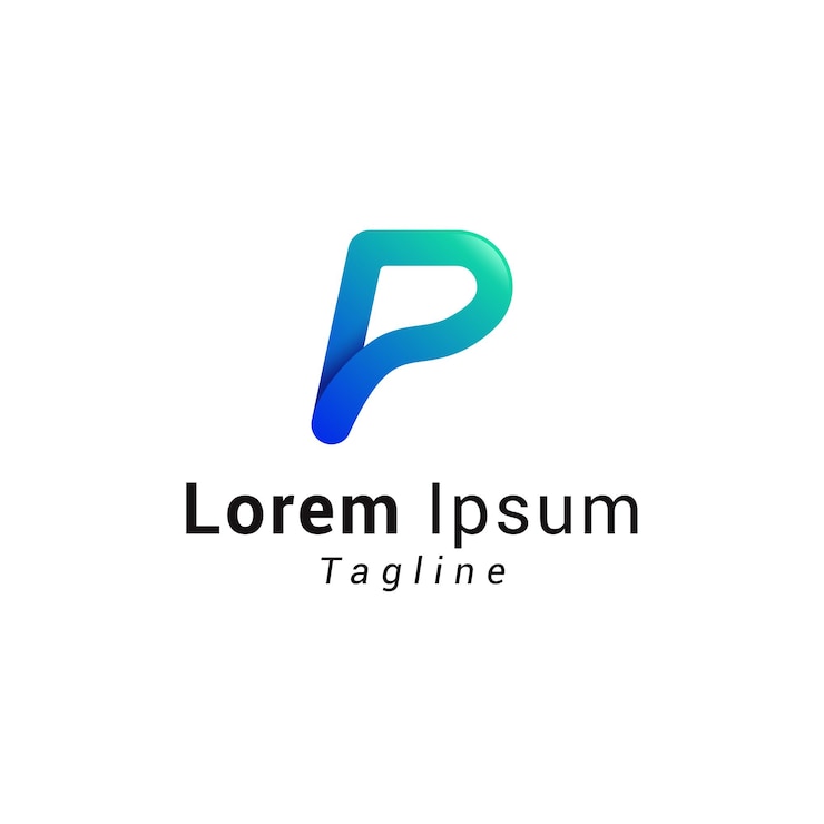 편지 P 크리에이 티브 블루 그라데이션 로고