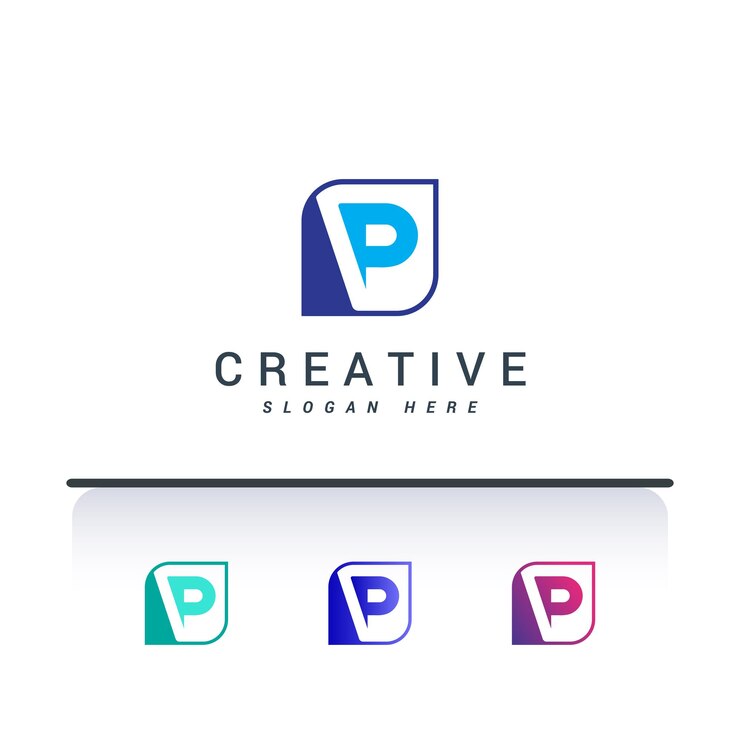 편지 P 크리에이티브 상자 로고