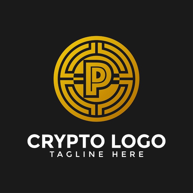 文字 P 暗号ロゴ、暗号コイン ビジネス ロゴ