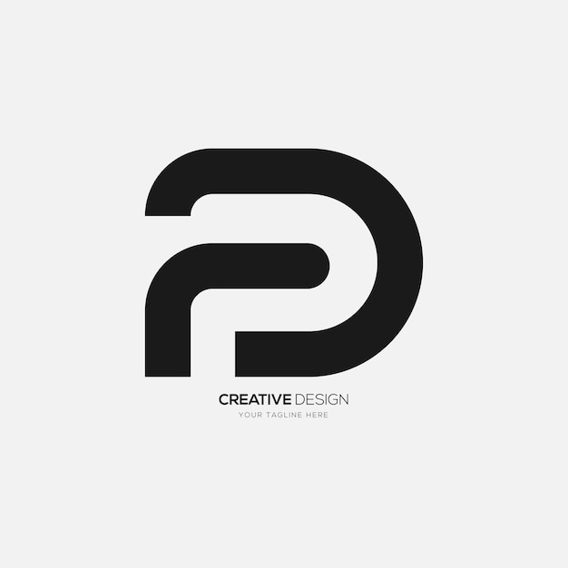 Letter p d or d p unique shape line art creative logo