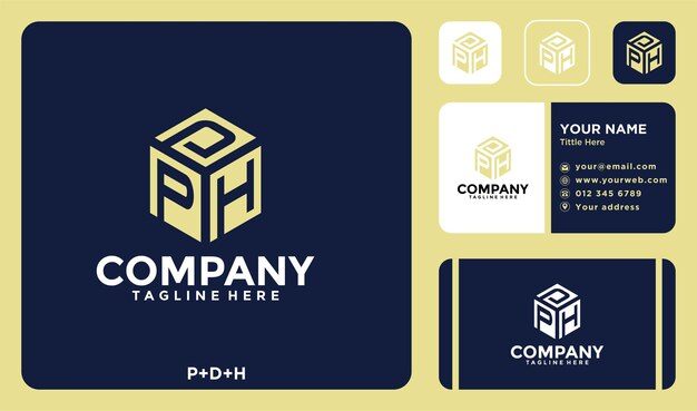 명함 디자인의 문자 PDH 모노그램 로고