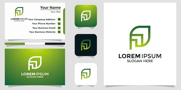 Letter P design logo and branding card