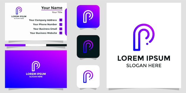 Letter P design logo and branding card