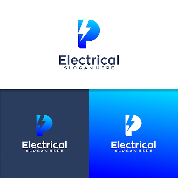 Letter p elektrisch logo-ontwerp