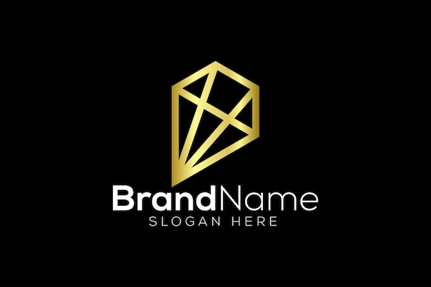 Letter P golden diamond logo design vector template