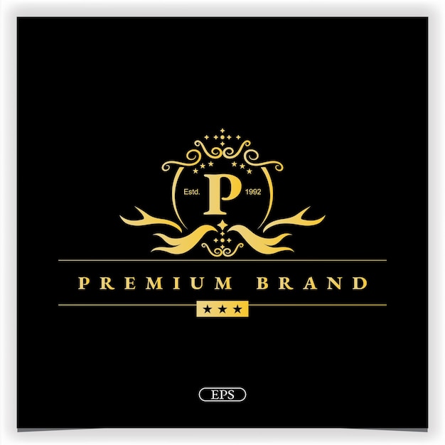 Vettore lettera p logo dorato premium elegante modello vettoriale eps 10