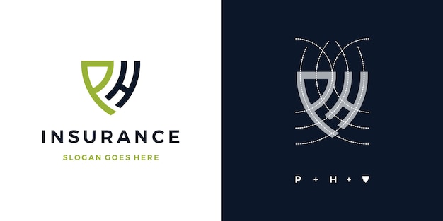 Vector letter p+h shield insurance logo